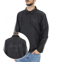 Herschel-Mens Windbreaker Coach Classic Logo Black Winter Jacket-50064-00573