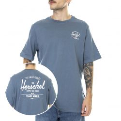Herschel-Mens Classic Logo Blue Mirage / White Crew-Neck T-Shirt-50027-00536
