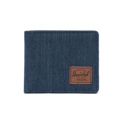 Herschel-Roy Rfid Indigo Denim Crosshatch / Saddle Brown Wallet