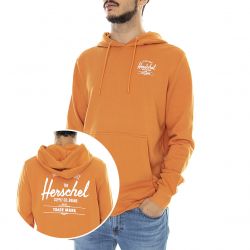 Herschel-Mens Pullover Classic Logo Papaya / White Hooded Sweatshirt-50033-00695