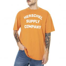 Herschel-Mens Stacked Chest Logo Orange / White Crew-Neck T-Shirt-50027-00663