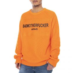 Alife-Mens Bad Intarsia Crew-Neck Sweater - Orange - Maglione Girocollo Uomo Arancione