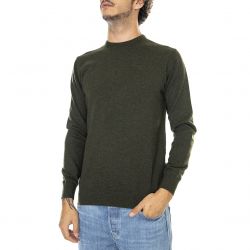 Barbour-Essential Lambswool Crew Neck Seaweed - Maglione Girocollo Uomo Verde-FW22-MKN0345-GN71