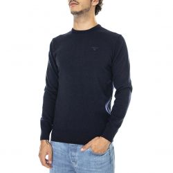 Barbour-Mens Essential Lambswool Crew Neck Navy Sweater-FW22-MKN0345-NY71