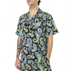 Huf-Paisley Woven - Camicia Maniche Corte Uomo Nera / Multicolore-BU00145-BLACK