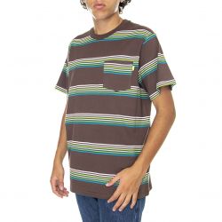 Huf-Mens Bolinas Stripes Brown T-Shirt-KN00367-BROWN