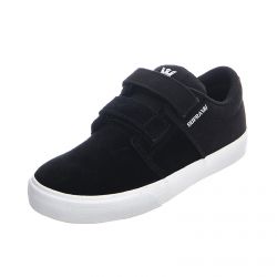 SUPRA-Kids Stacks II Vulc Velcro Black / White Shoes-58334-002-M