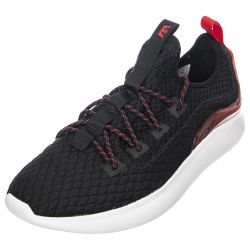 SUPRA-Mens Factor Black / Risk Red / White Lace-Up Low-Profile Shoes