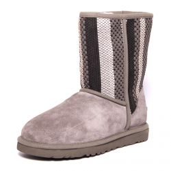 Ugg-Womens Classic Short Charcoal Grey / Multicolor Boots-UGSCLSWOVCHA1010551W