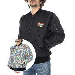Doomsday-Mens Acid Reversible Black Bomber Jacket-JCK0071BLK