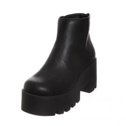 LIPSTICK-Womens Puffy Black Ankle Boots-LISPUFFY1-BLK