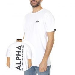Alpha Industries-M' Backprint Tee White - Maglietta Girocollo Uomo Bianca