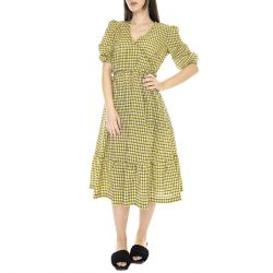 Barbour-Addison Dress Sunrise Yellow Check - Abito Donna Giallo / Multicolore