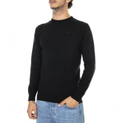 Barbour-Mens Essential Lambswool Crew Neck Black Sweater-FW22-MKN0345-BK31