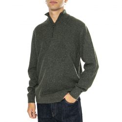 Barbour-Essential Tisbury Half Zip Dark Seaweed - Maglione Uomo Verde