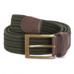 Barbour-Nevis Stretch Webbing Belt Dark Olive - Cintura Verde