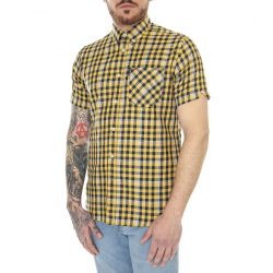 Ben Sherman-M' Gingham Overcheck Butterscotch Short-Sleeve Shirt