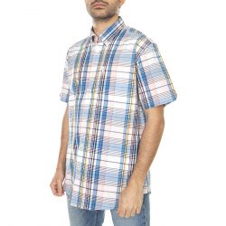 Ben Sherman-M' Large Madras Check Blue Denim Short-Sleeve Shirt