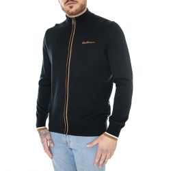 Ben Sherman-M' Long Sleeve Sport Zip Thru Black Cardigan Sweater
