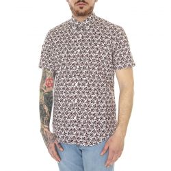 Ben Sherman-Retro Print Claret - Camicia Maniche Corte Uomo Multicolore