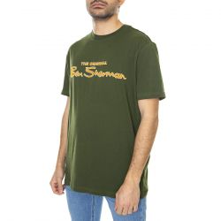 Ben Sherman-Signature Flock Tee Camouflage - Maglietta Girocollo Uomo Verde