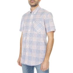 Ben Sherman-M' SS Mixed Scale Check Shirt Peach Short-Sleeve Shirt