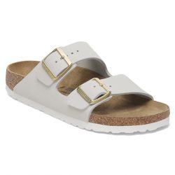 Birkenstock-Arizona Antique White, Nubuck Leather - Sandali Donna Bianchi
