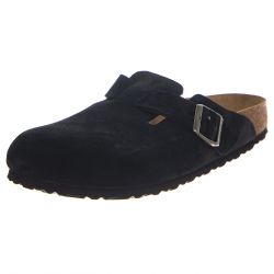 Birkenstock-Boston black, Suede Leather - Sandali Uomo Neri