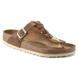 Birkenstock-W' Gizeh Braided Cognac Oiled Leather Sandals-1021355