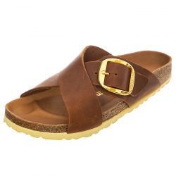 Birkenstock-W' Siena Big Buckle Cognac Oiled Leather Sandals-1020165