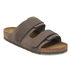 Birkenstock-Uji Concrete Gray, Suede Leather / Nubuck - Sandali Uomo Grigi