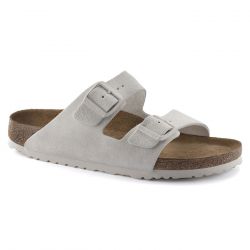 Birkenstock-Arizona SFB Antique White Suede Leather - Sandali Donna Bianchi-1024516