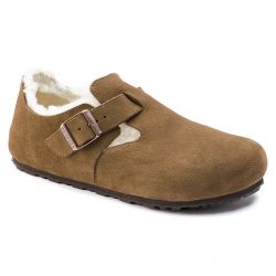 Birkenstock-Unisex London Shearling Tea Brown Shoes - Regular Fit -1014963