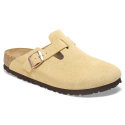 Birkenstock-W' Boston Latte Cream, Suede Leather Sandals - Sandali Donna / Uomo Beige