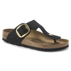 Birkenstock-W' Gizeh Big Buckle Black Nubuck Leather Sandals-1024019