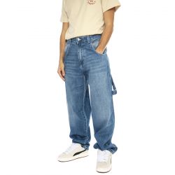 BLUESKIN-R-Bianco Alonato Used White - Pantaloni Denim Jeans Uomo Blu