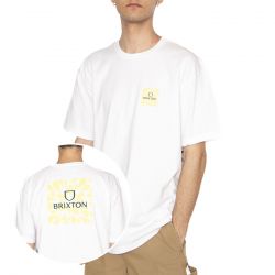 Brixton-Alfa Suare S/S Stt White / Psy Tee - Maglietta Girocollo Uomo Bianca