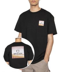 Brixton-Alpha Square S/S STT Black / Gold / Brown - Maglietta Girocollo Uomo Nera