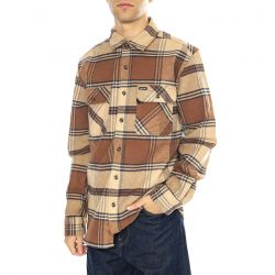 Brixton-Bowery Heavy Weight L/S Flannel Sand / Bison - Camicia Uomo Multicolore