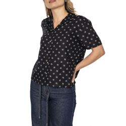 Brixton-Bunker Daist Dot S/S Woven Black - Camicia Maniche Corte Donna Nera