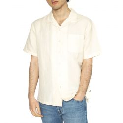 Brixton-Bunker Linen Blend S/S - Camicia Maniche Corte Uomo Bianca