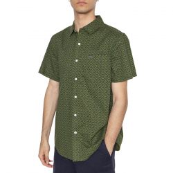 Brixton-Charter Print S/S Woven Trekking Green Tile Shirt - Camicia Maniche Corte Uomo Verde / Multicolore