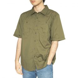 Brixton-Charter S/S WVN - Camicia Maniche Corte Uomo Verde
