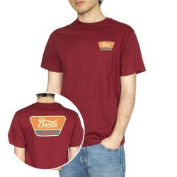 Brixton-Linwood S/S STT Logo - Maglietta Girocollo Uomo Bordeaux