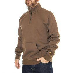 CARHARTT WIP-Chase Neck Zip Sweat Chocolate / Gold