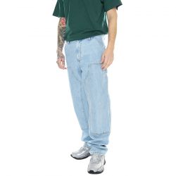 CARHARTT WIP-Double Knee Pant Blue /heavy stone bleached - Pantaloni Denim Jeans Uomo Blu