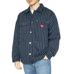 CARHARTT WIP-Drewe Chore Coat Heart C Pinstripe, Ink / Natural - Giacca Uomo Blu