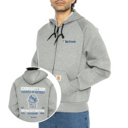 CARHARTT WIP-Harttronix Car-Lux Hooded Jack Dark Grey Heather / Grey - Felpa con Cappuccio e Zip Uomo Grigia