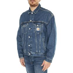 CARHARTT WIP-Helston Jacket Blue /cloud stone - Giacca Denim Jeans Uomo Blu