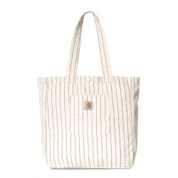 CARHARTT WIP-Hendry Tote Seaton Stripe, Wax / Dark Navy - Borsa Shopping Bag Bianca